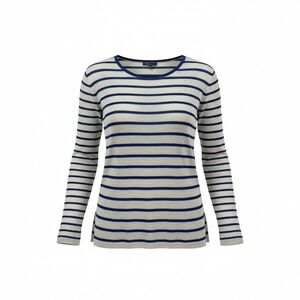 Vince 100% Linen Top Blue Stripe Med Coastal Beach Nautical Preppy Longsleeve